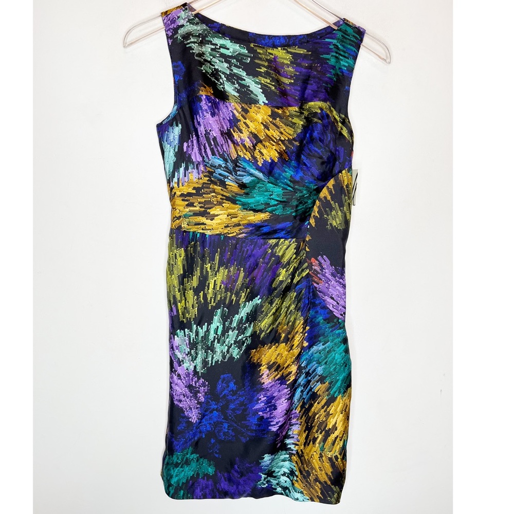 Milly Abstract Print Silk  Dress in Multi Color. Size 2